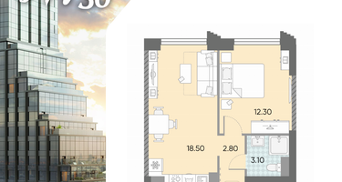 1-к. квартира, 36 м²