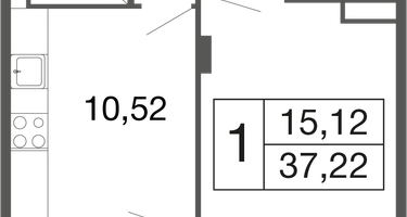 1-к. квартира, 37&nbsp;м²