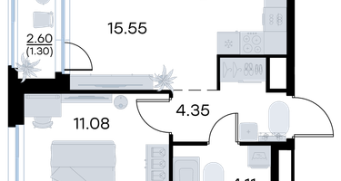 1-к. квартира, 36 м²