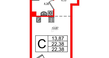 Студия, 22&nbsp;м²