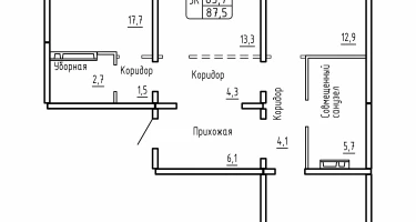 3-к. квартира, 87&nbsp;м²