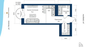 Студия, 28&nbsp;м²