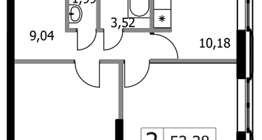 2-к. квартира, 53&nbsp;м²