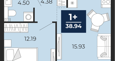 1-к. квартира, 37&nbsp;м²