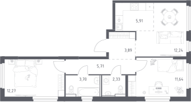 Студия, 57&nbsp;м²