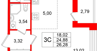 Студия, 24&nbsp;м²