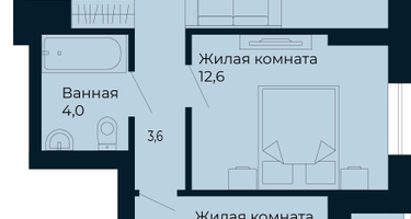 2-к. квартира, 60 м²
