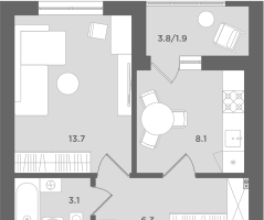 1-к. квартира, 33&nbsp;м²
