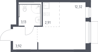 Студия, 22&nbsp;м²