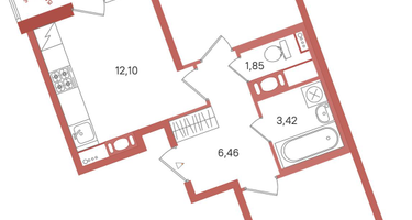 2-к. квартира, 51&nbsp;м²