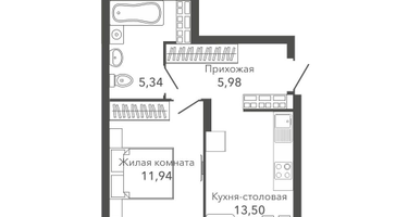 1-к. квартира, 39&nbsp;м²