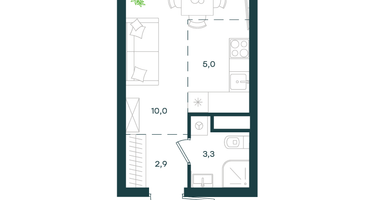 Студия, 21&nbsp;м²