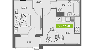 Студия, 37&nbsp;м²