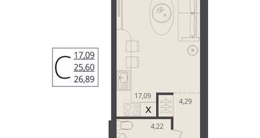 Студия, 26&nbsp;м²