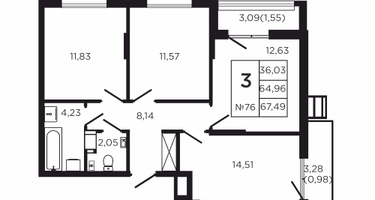 3-к. квартира, 71&nbsp;м²