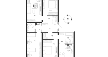 4-к. квартира, 112&nbsp;м²