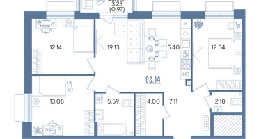 3-к. квартира, 82&nbsp;м²