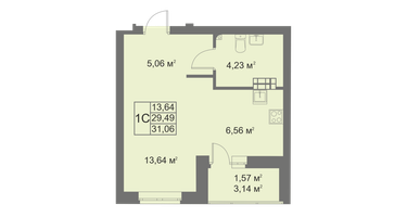 Студия, 31 м²