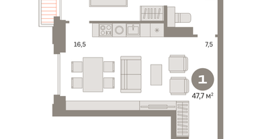1-к. квартира, 47&nbsp;м²