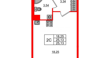 Студия, 25&nbsp;м²