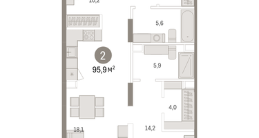 2-к. квартира, 94 м²