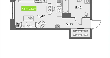 Студия, 25&nbsp;м²