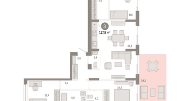 3-к. квартира, 111&nbsp;м²