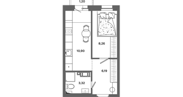 1-к. квартира, 28&nbsp;м²