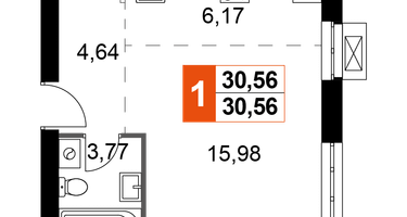 1-к. квартира, 30&nbsp;м²