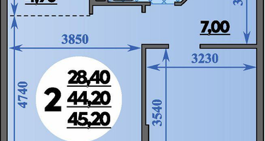 2-к. квартира, 45&nbsp;м²