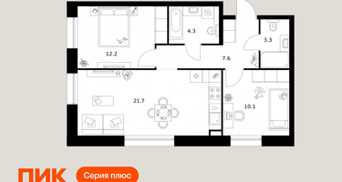 2-к. квартира, 59 м²