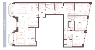 5-к. квартира, 206&nbsp;м²