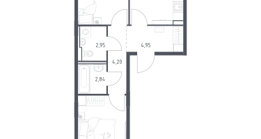 2-к. квартира, 55&nbsp;м²