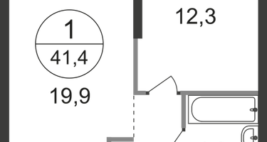 1-к. квартира, 41&nbsp;м²