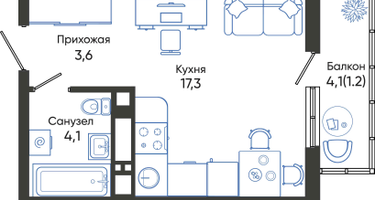 Студия, 26&nbsp;м²