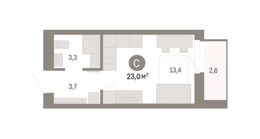 Студия, 23&nbsp;м²