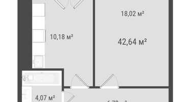 1-к. квартира, 40&nbsp;м²