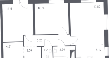 Студия, 59&nbsp;м²