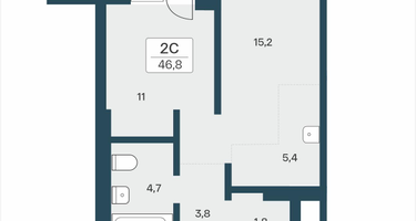 2-к. квартира, 46 м²