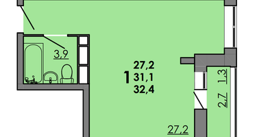 Студия, 32&nbsp;м²