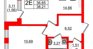1-к. квартира, 38&nbsp;м²