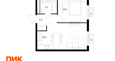 1-к. квартира, 38 м²