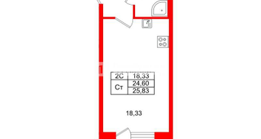 Студия, 24&nbsp;м²