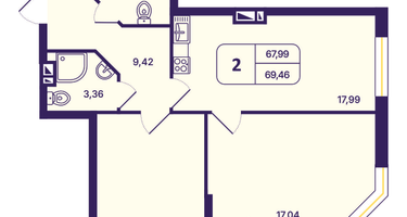 2-к. квартира, 69&nbsp;м²