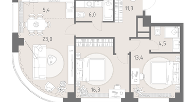 3-к. квартира, 79 м²