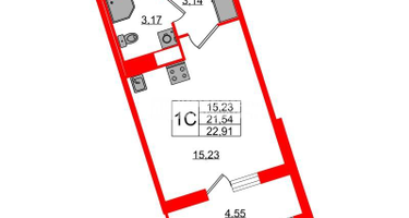 Студия, 21 м²