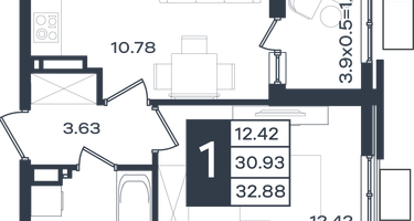 1-к. квартира, 32 м²