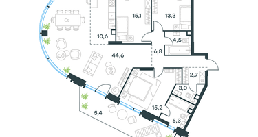 4-к. квартира, 127&nbsp;м²