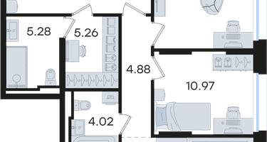 3-к. квартира, 92 м²