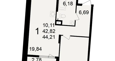 1-к. квартира, 42&nbsp;м²